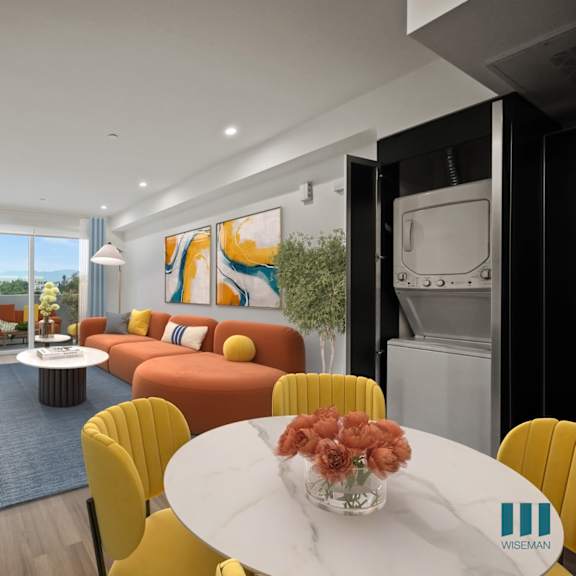 living room come dining area view at ogden garden by wiseman, los angeles