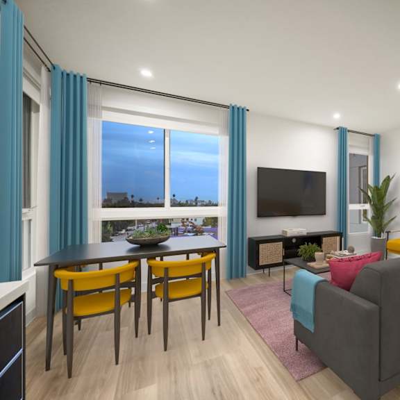 dining and living room space at ogden garden by wiseman, california