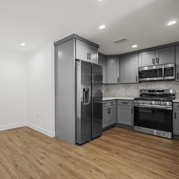 open-concept kitchen and dining area