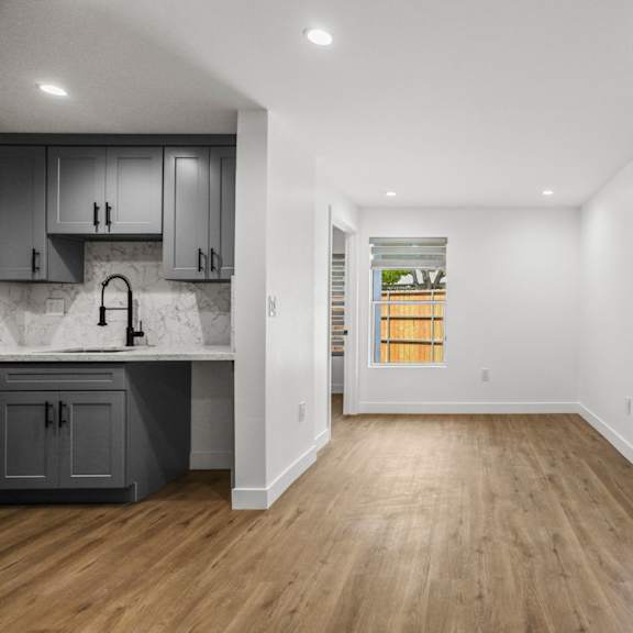 open-concept kitchen and dining area