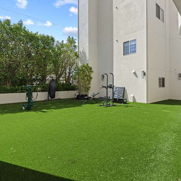 grassy courtyard of sweetzer on third
