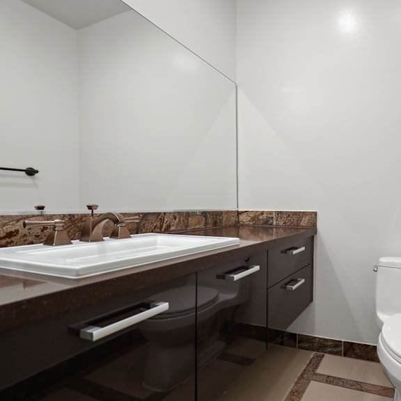 spacious guest bathroom