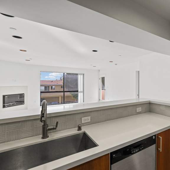 kitchen area with hall closet