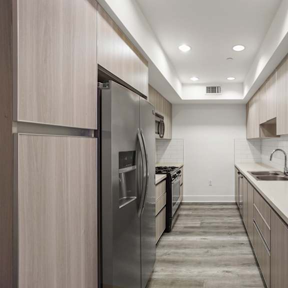 large-sized kitchen with ample cabinet storage