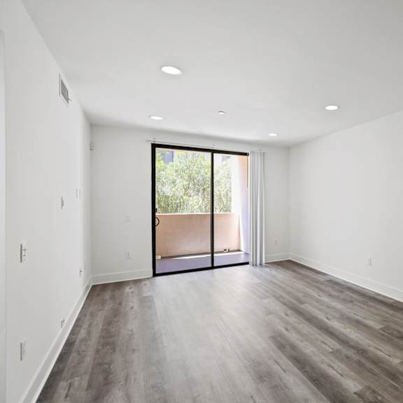 large living room space with patio