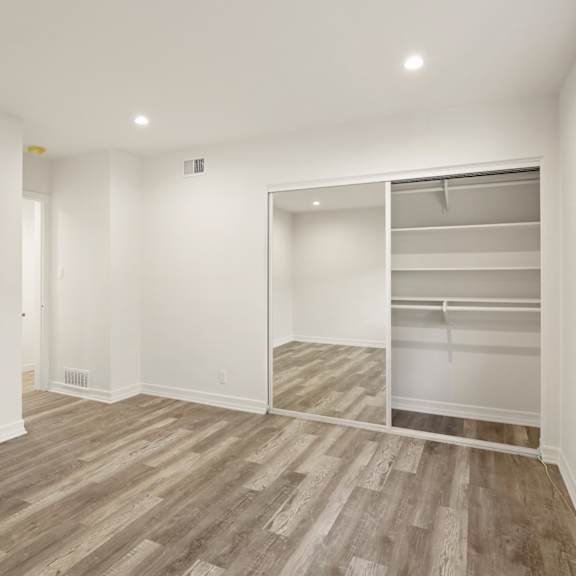 brentwood apartment with mirrored closet