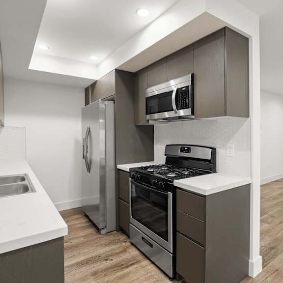 apartment kitchen with energy-efficient appliances