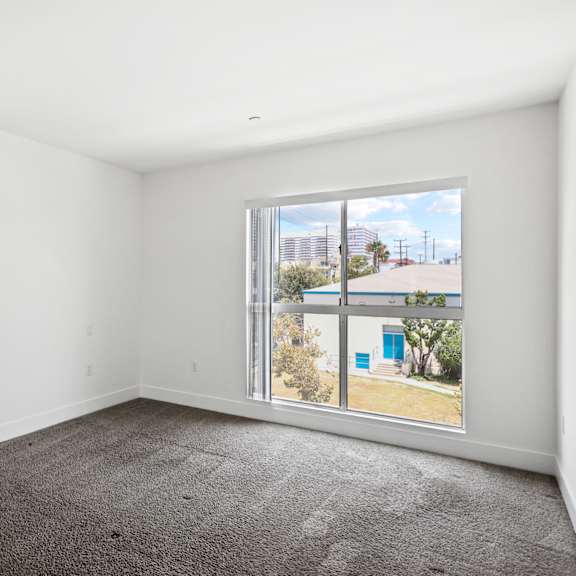 bedroom with large window