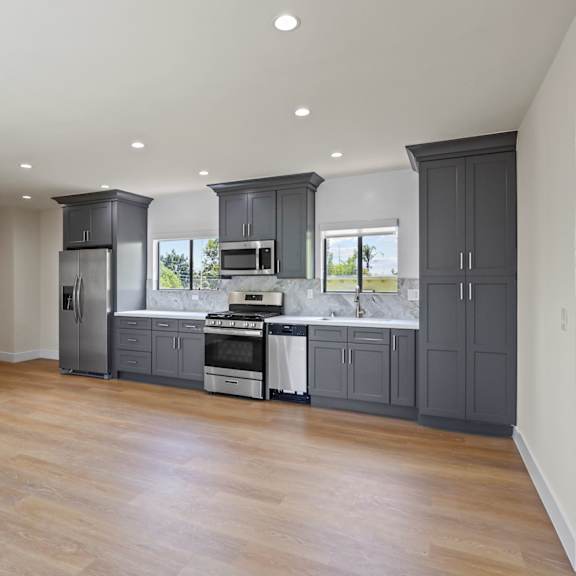 open-concept kitchen and dining area