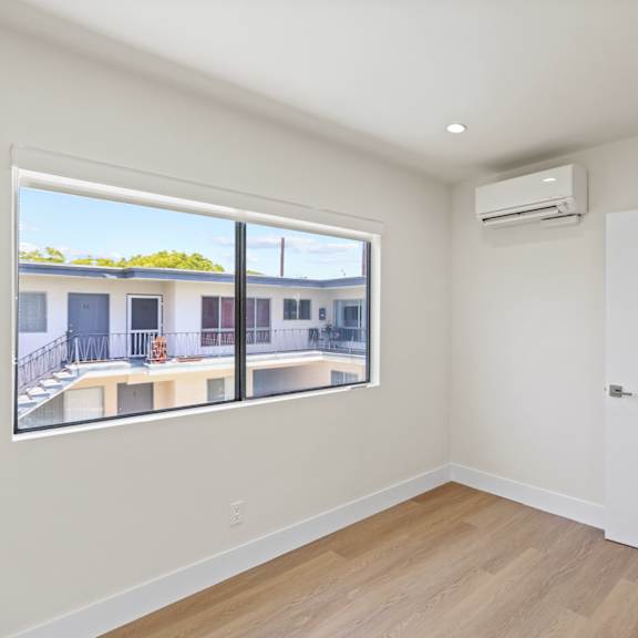 bedroom with large-size windows