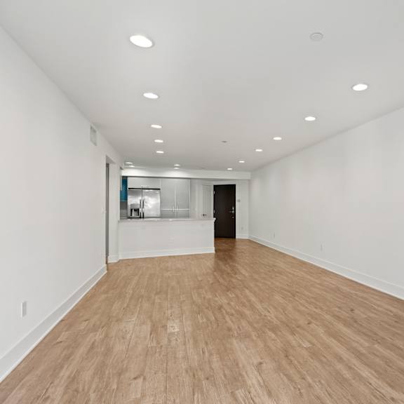 open-concept kitchen with vinyl flooring