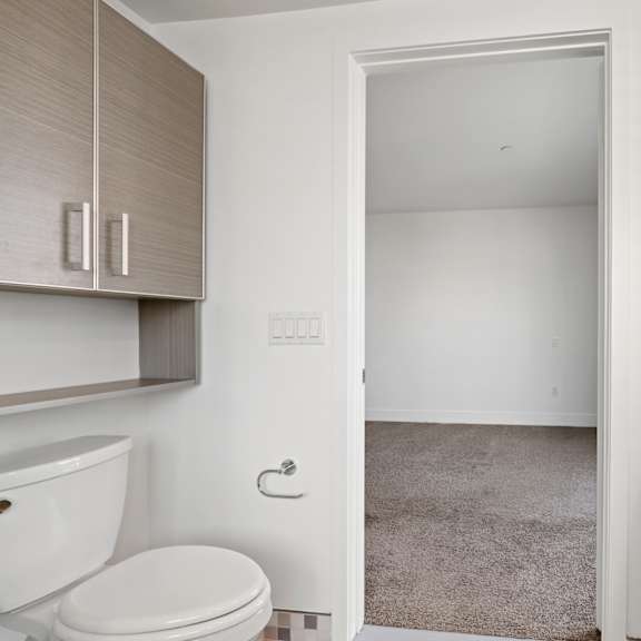 bathroom with cabinet storage