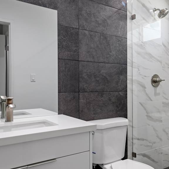bathroom with large walk-in shower