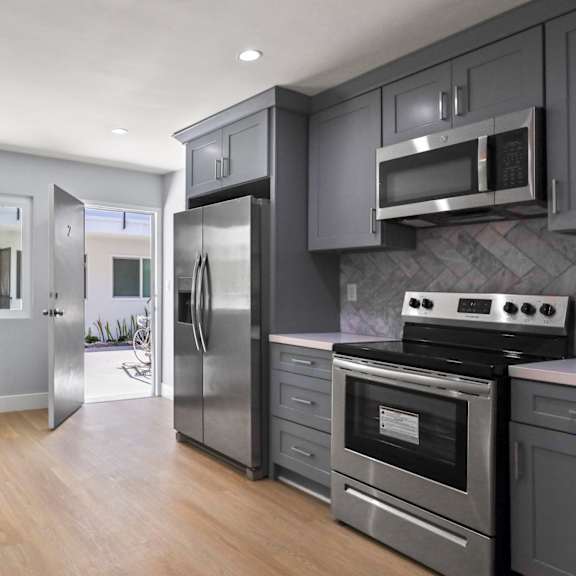 front entryway & open-concept kitchen