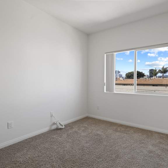 bedroom with large-size window