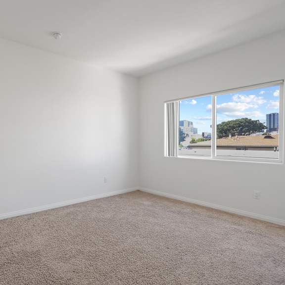 bedroom with closet and large windows