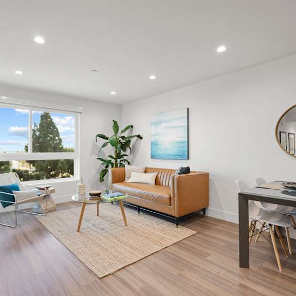 living room and dining space