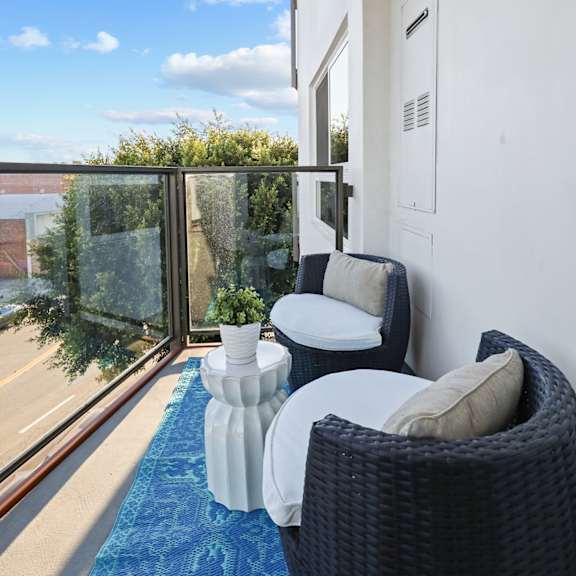 spacious patio with seating area