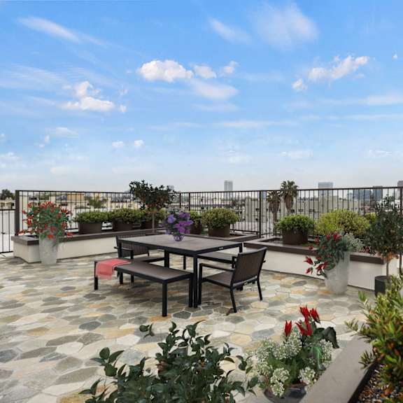 rooftop terrace with seating area