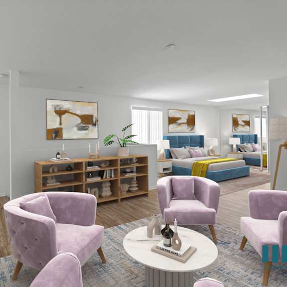 large-size loft-area with recessed lighting and vinyl flooring