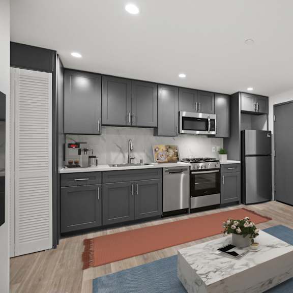kitchen with stainless-steel refrigerator, stove, and dishwasher