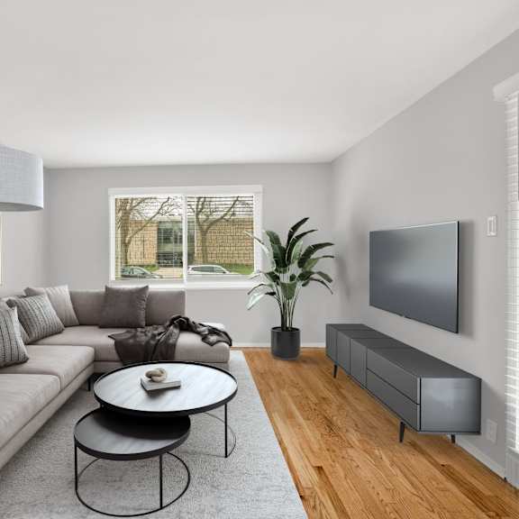a living room with a couch and a coffee table
