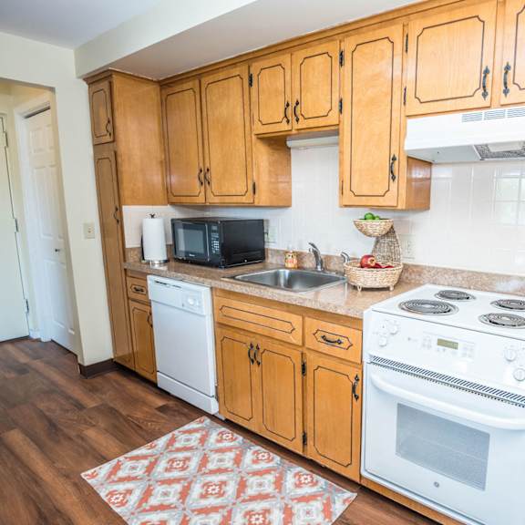 olde towne village apartments – kitchen – snack bar - appliances included - 24 hour emergency maintenance - balcony – dishwasher - ask for a tour - pet friendly