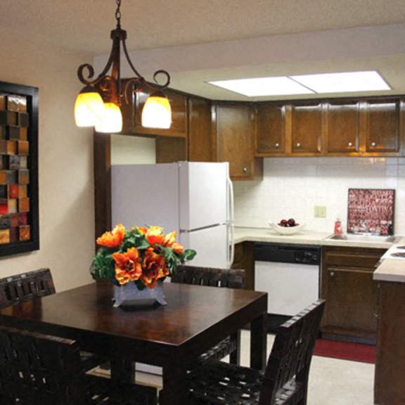 peppertree village apartments – kitchen - dining – appliances included - 24 hour emergency maintenance - garbage disposal – dishwasher - private storage - ask for a tour - pet friendly