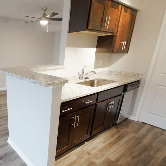 medina village kitchen peninsula at integrity medina apartments, medina,  ohio