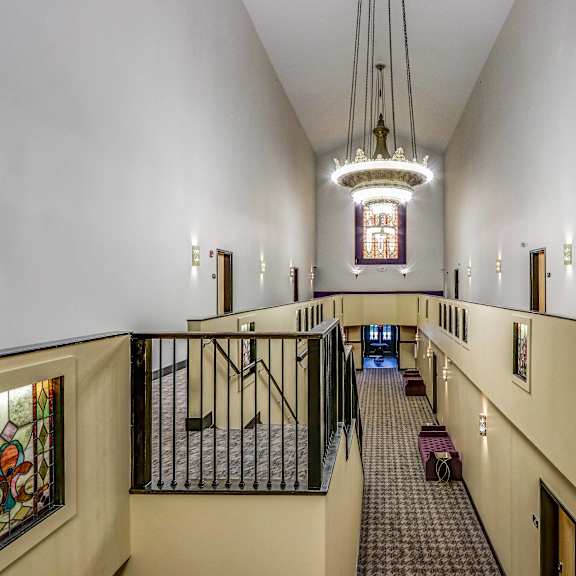 luxurious common spaces with historical elements at san sofia luxury apartments, ohio