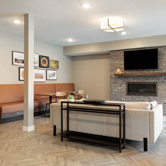 clubroom with tv at sonder house, minnesota, 55430