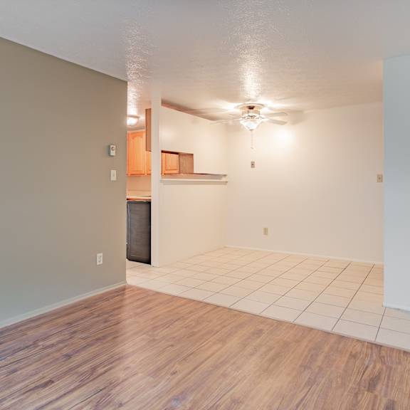 kitchen dining and living at jordan court apartments, integrity realty, ohio, 44240