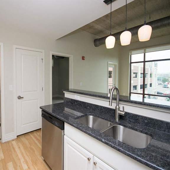 granite counter tops at studio one apartments, detroit