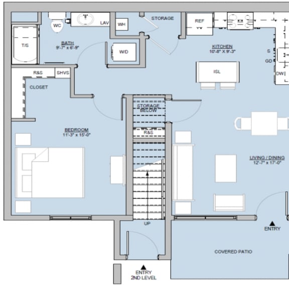 Thumbnail 2 of 2 1 bed 1 bath floorplan with covered patio at Altitude at Vizcaya Apartments, New Mexico