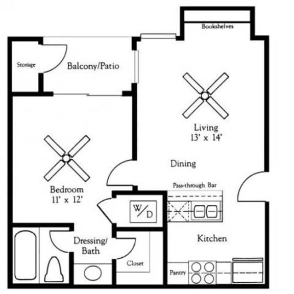 Thumbnail 2 of 2 1 bed 1 bath Valley Floor Plan at Village Oaks Apartments, Austin, TX, 78759