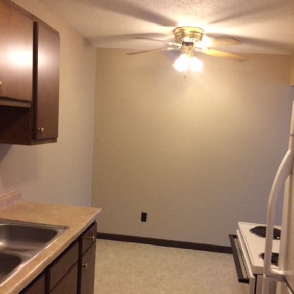 kitchen and dining room area