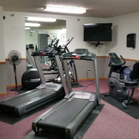 fitness area with treadmills and bike