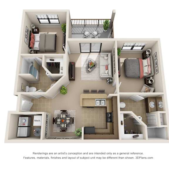 Thumbnail 1 of 2 Keanu Floor Plan at Las Brisas Apartment Homes, Round Rock, Texas
