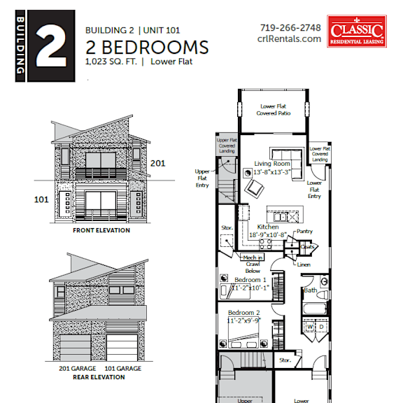 2 bedroom floorplan rendering