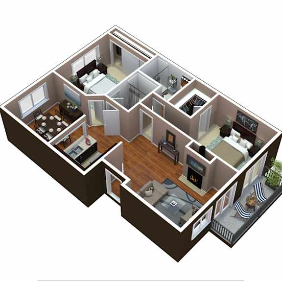 Thumbnail 1 of 7 2 Bedroom, 2 Bathroom Floor Plan at Croft Plaza Apartments, West Hollywood, CA