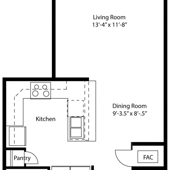 Thumbnail 2 of 14 Eagle Ridge One Bedroom Floor Plan at Eagle Ridge Apartment Homes, Traverse City, MI 49685