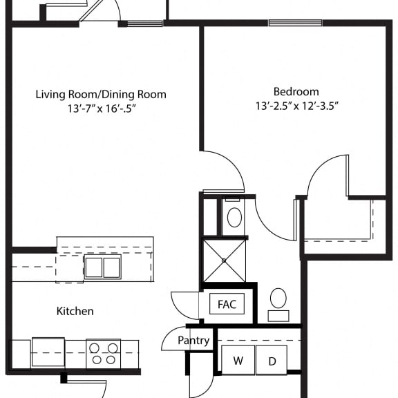 Thumbnail 2 of 17 Two bedroom 2D floor plan at Eagle Ridge Apartment Homes,  Michigan 49685