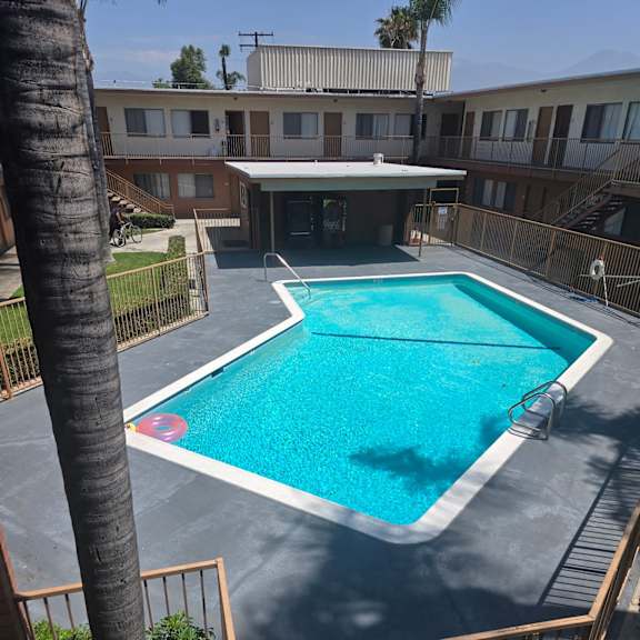 a pool with a gate.