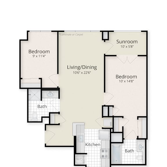 Thumbnail 2 of 2 Two Bedroom Sunroom Floor Plans at West End Residences, Washington, 20037