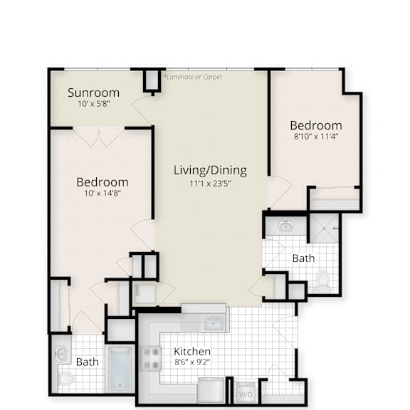 Thumbnail 1 of 2 Two Bedroom Sunroom Floor Plans at West End Residences, Washington, 20037