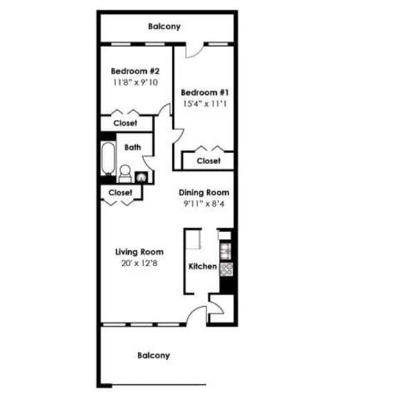 Thumbnail 2 of 2 2D floorplan for 2 bed 1 bath 903sf, at Brook View Apartments, Baltimore, 21209