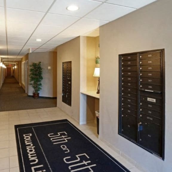 main floor hallway and mailboxes