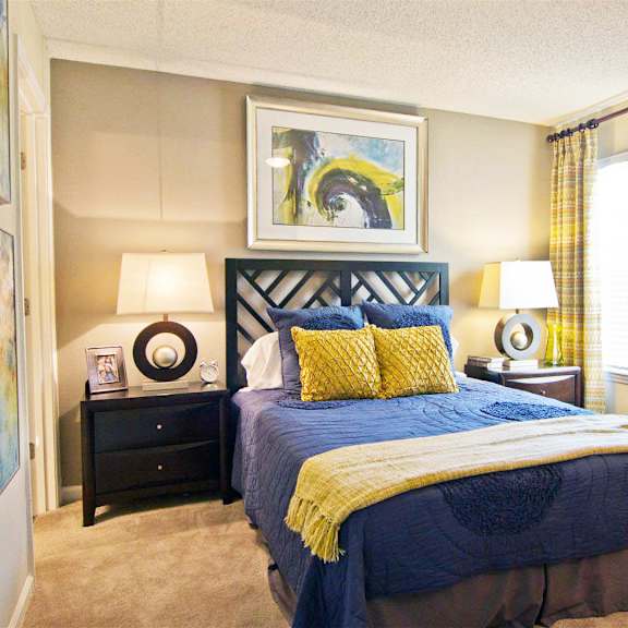 model bedroom at willow ridge apartments in charlotte