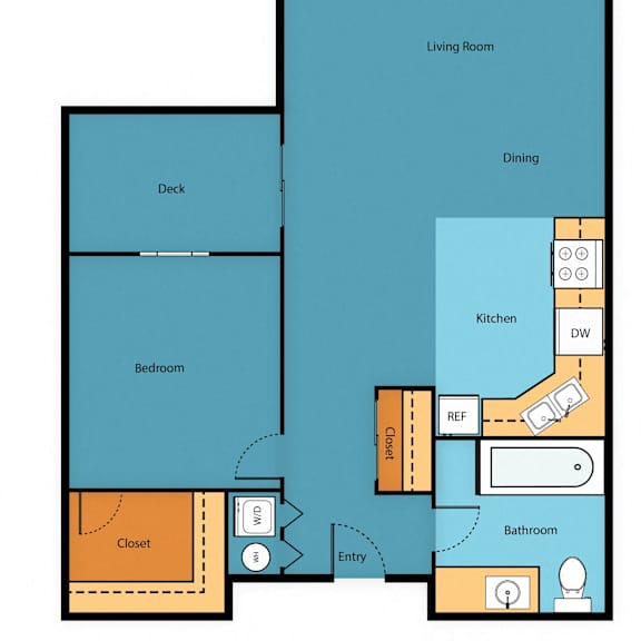 ab1x1b floor plan at arabella apartment homes, shoreline, wa