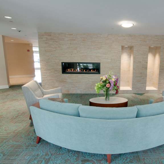 linden park resident common area with fireplace